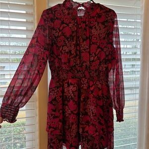 Steve Madden Red Floral Long Sleeve Dress